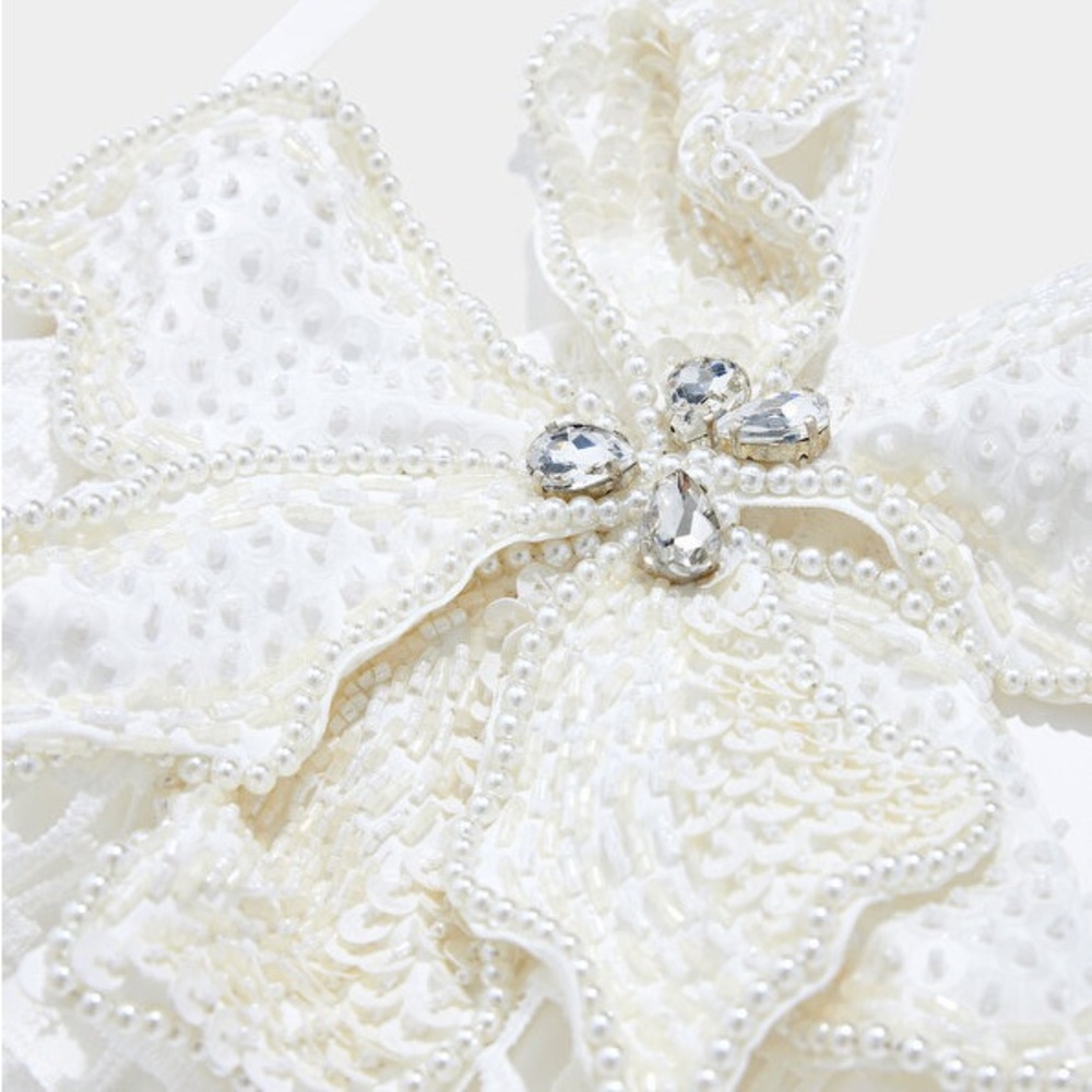 PatBo White and cream Floral Appliqué Lace Mini Dress - Picture 5 of 12